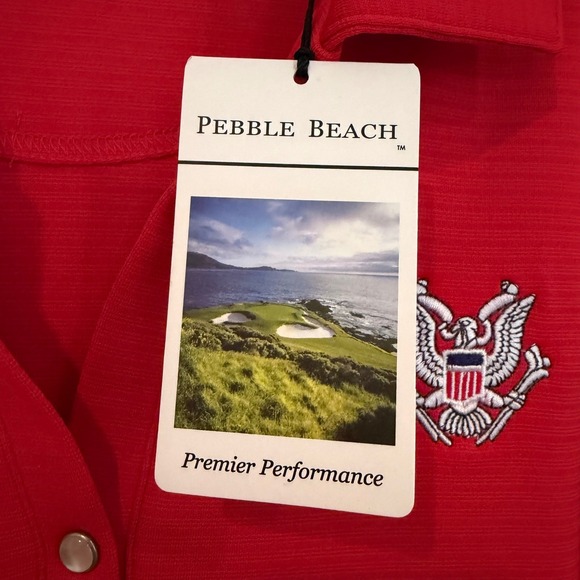 Pebble Beach Performance Polo Golf Shirt Women's XL Red USA Eagle Activewear - Picture 5 of 15